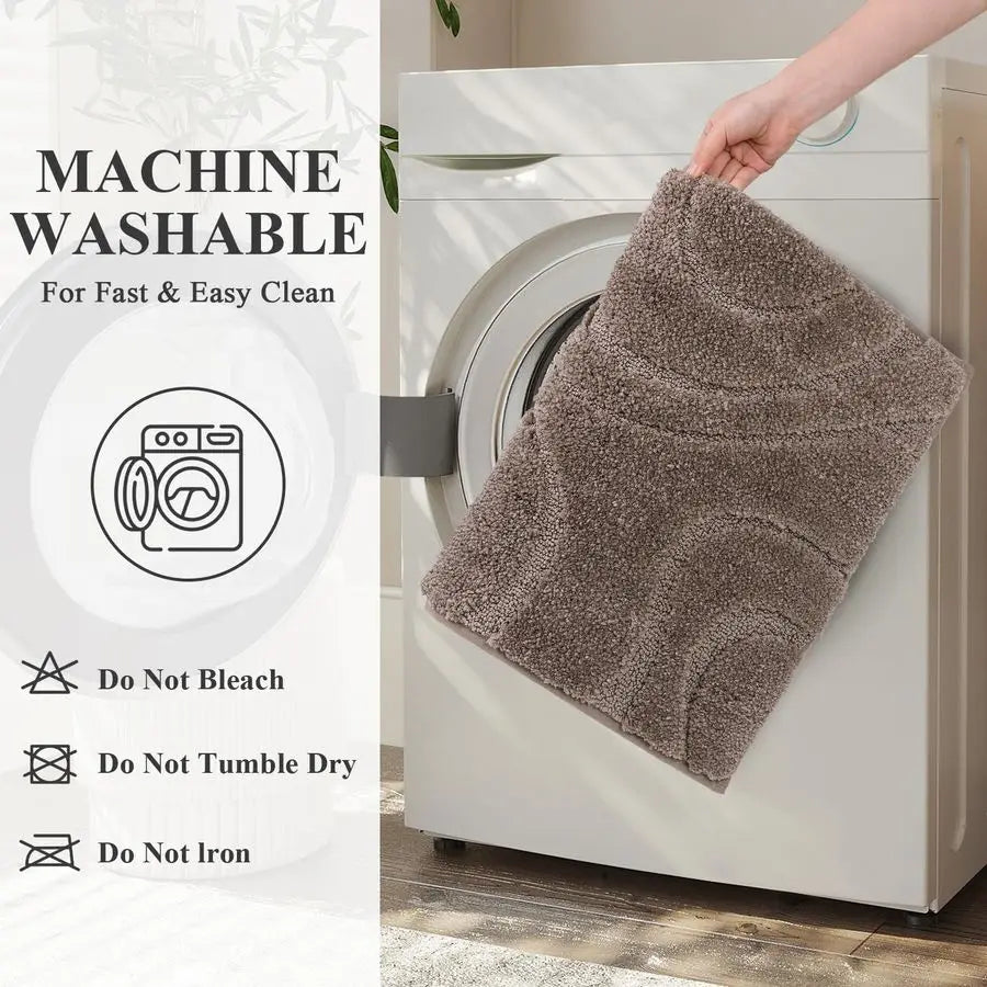XMSJ 5-Piece Bathroom Rug Set Microfiber Non-Slip Bath Mats