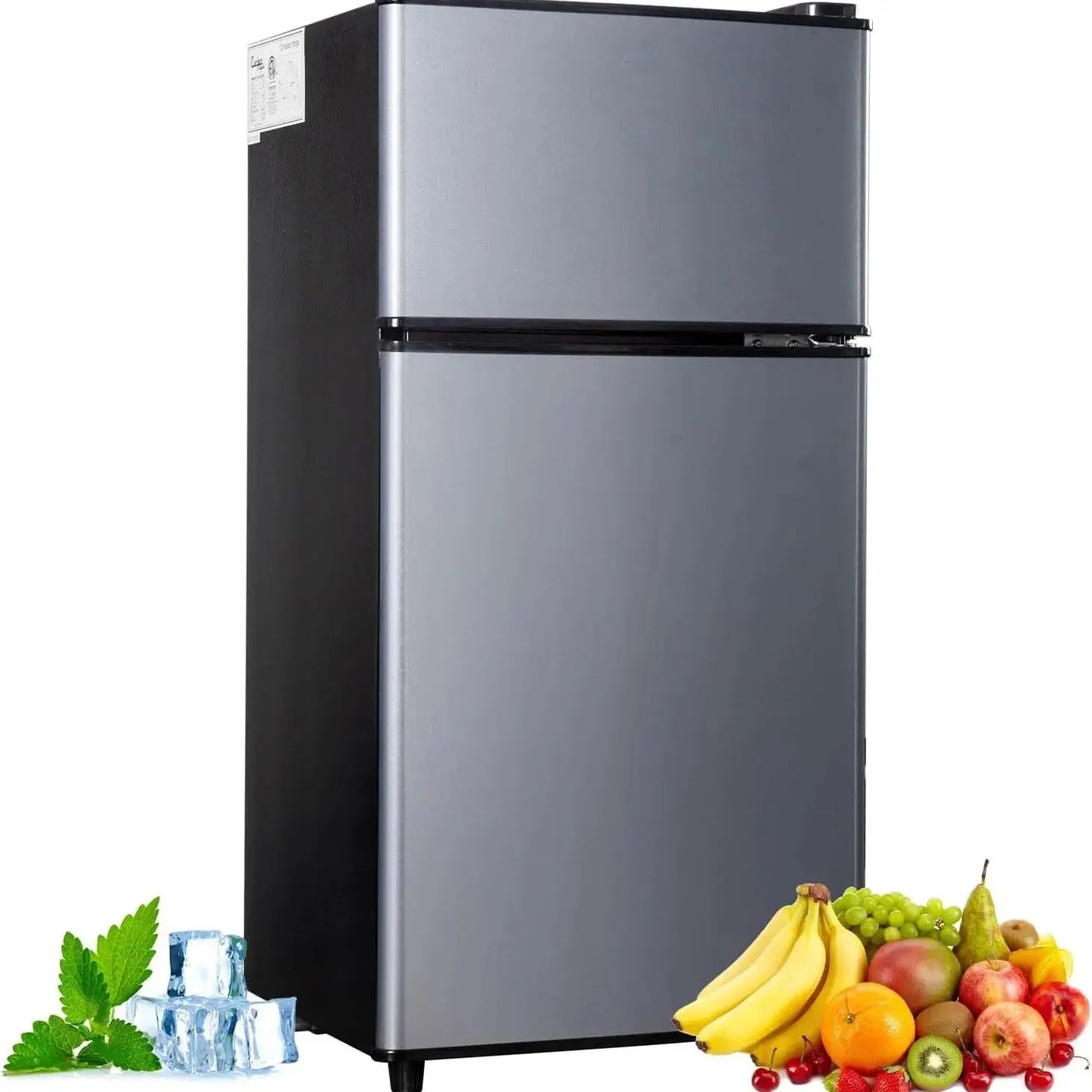 Krib Bling Mini Fridge With Freezer Energy Efficient Dual Doors