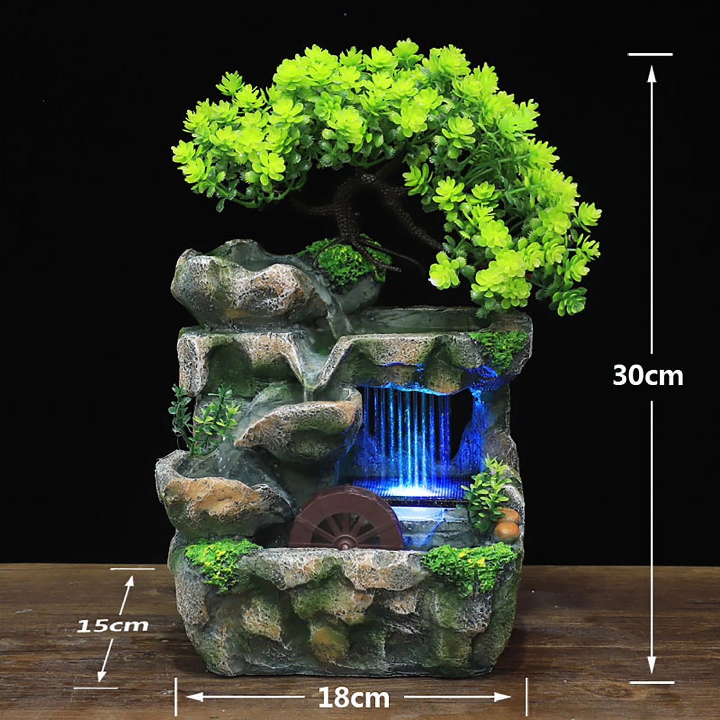 Indoor Fountain Waterfall Decor With LED Lighting For Zen Meditation