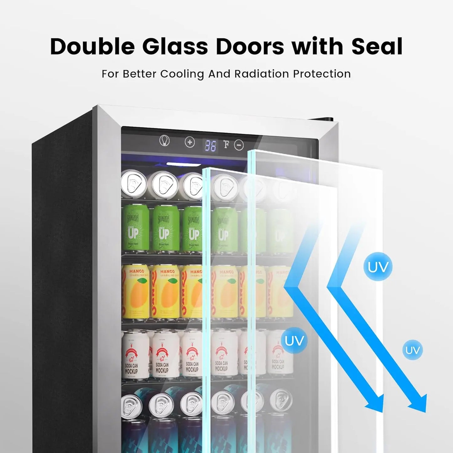 Glass Door Beverage Refrigerator With Adjustable Shelves For Home Bar