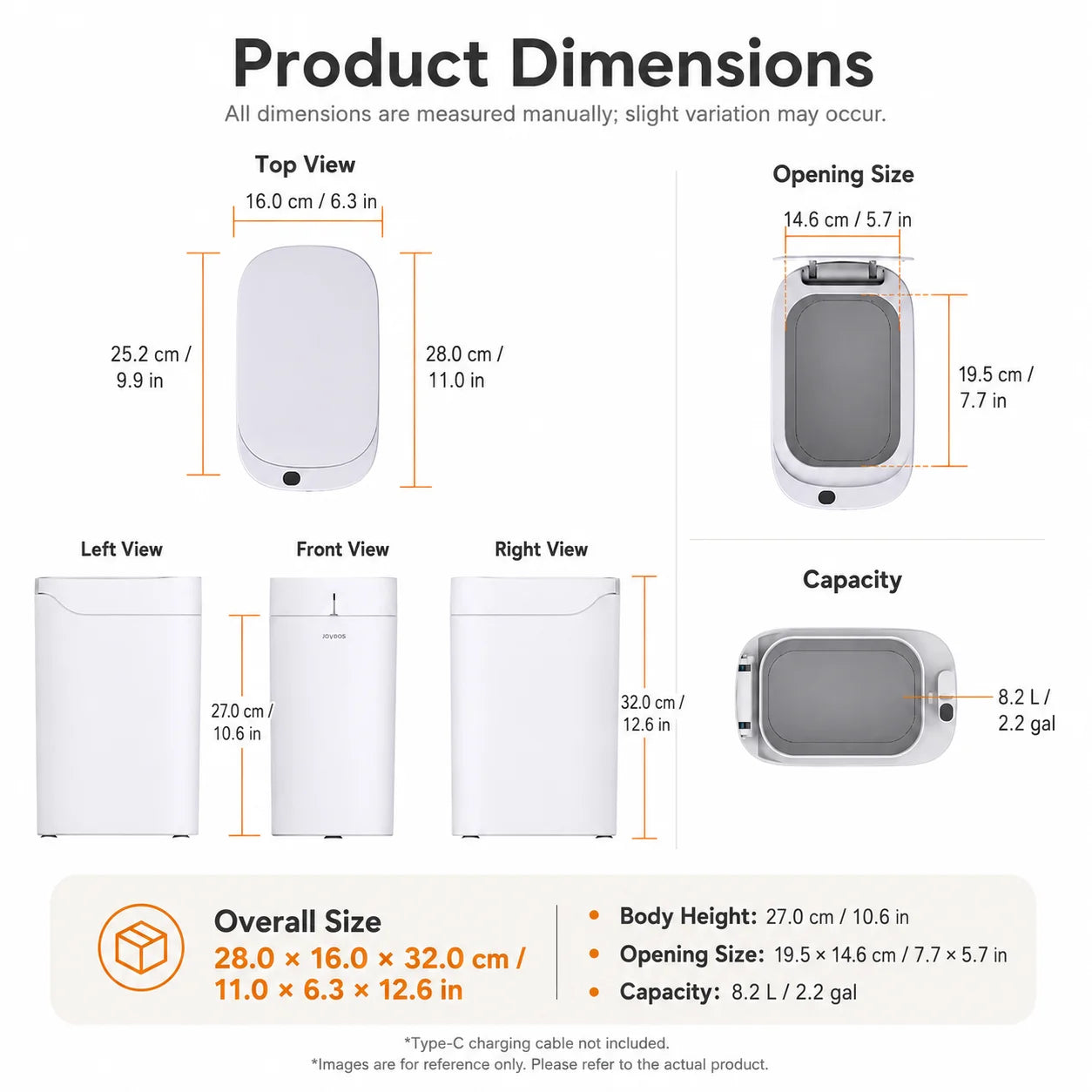 Joybos Auto-Lining Touchless Trash Can With Free Drawstring Bags