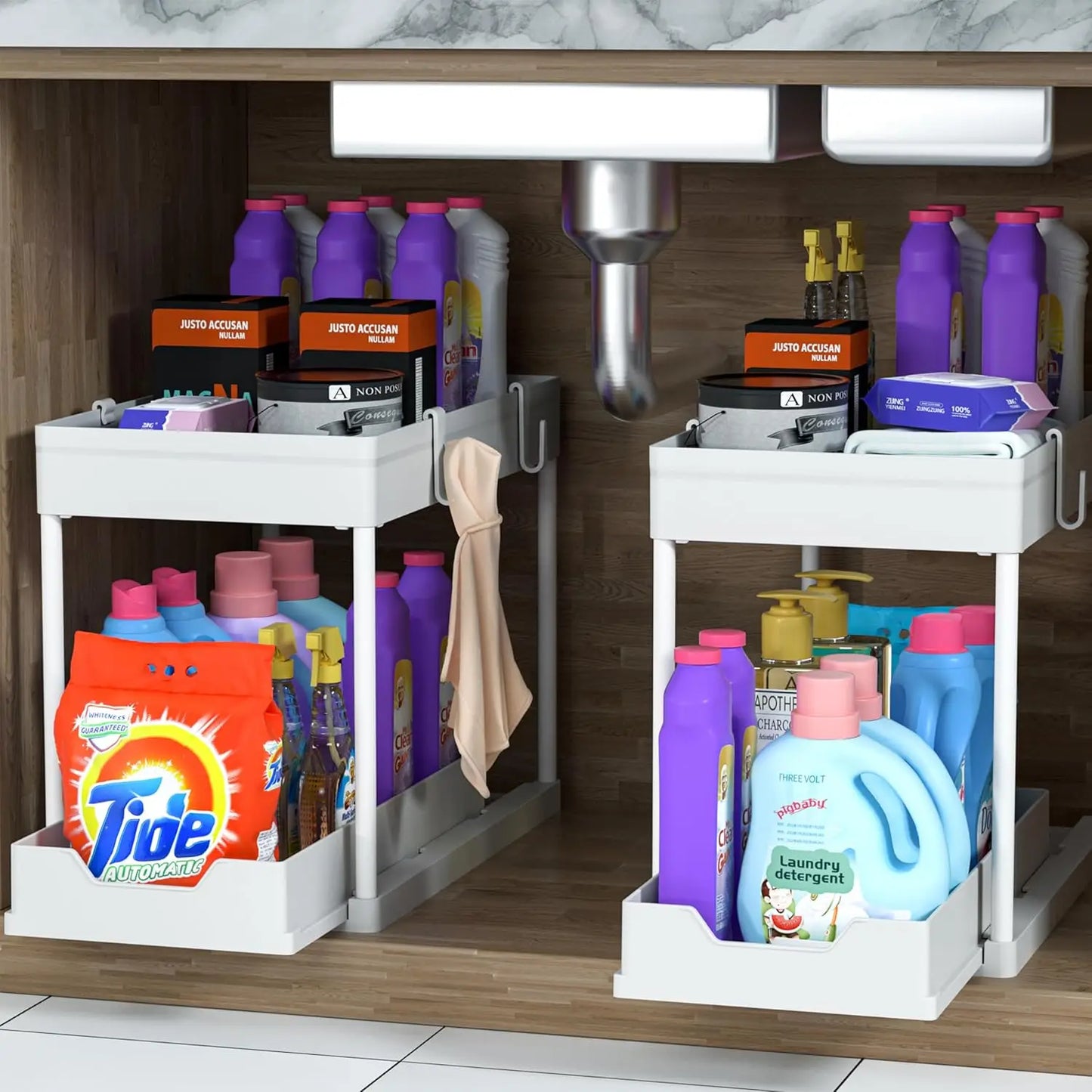 Double-Tier Sink Mounted Storage Rack For Kitchen And Bath