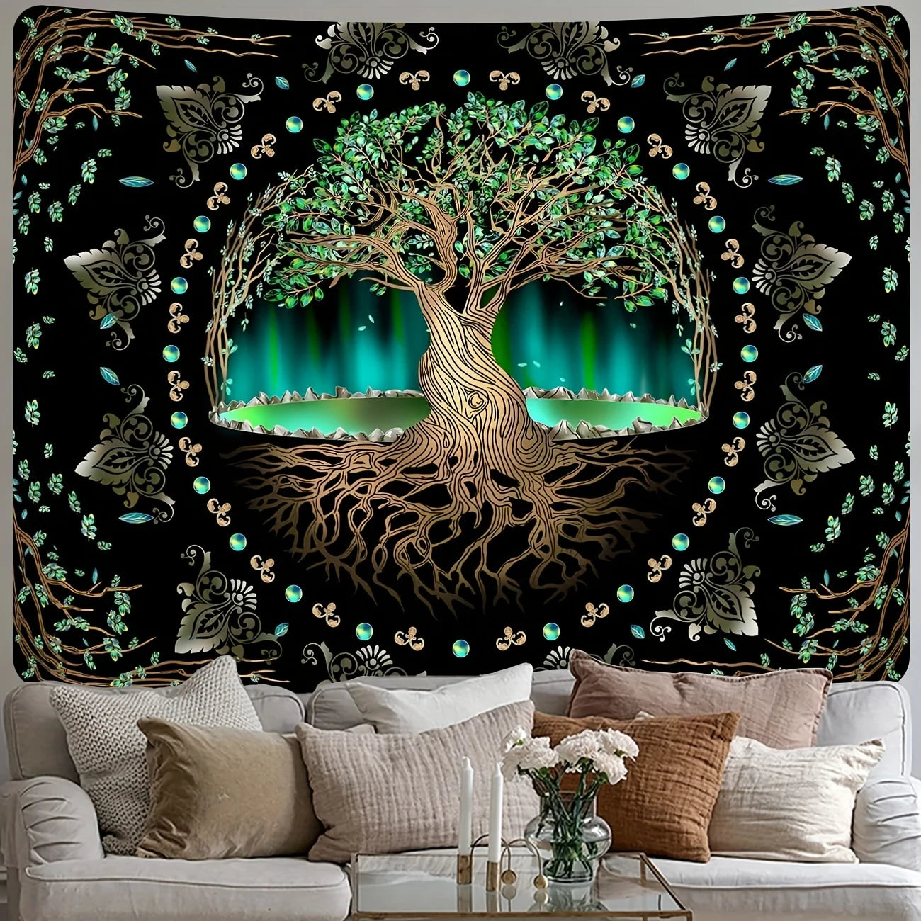 Tree Of Life Tapestry Galaxy Sun Moon Stars Hippie Psychedelic Decor For Bedroom