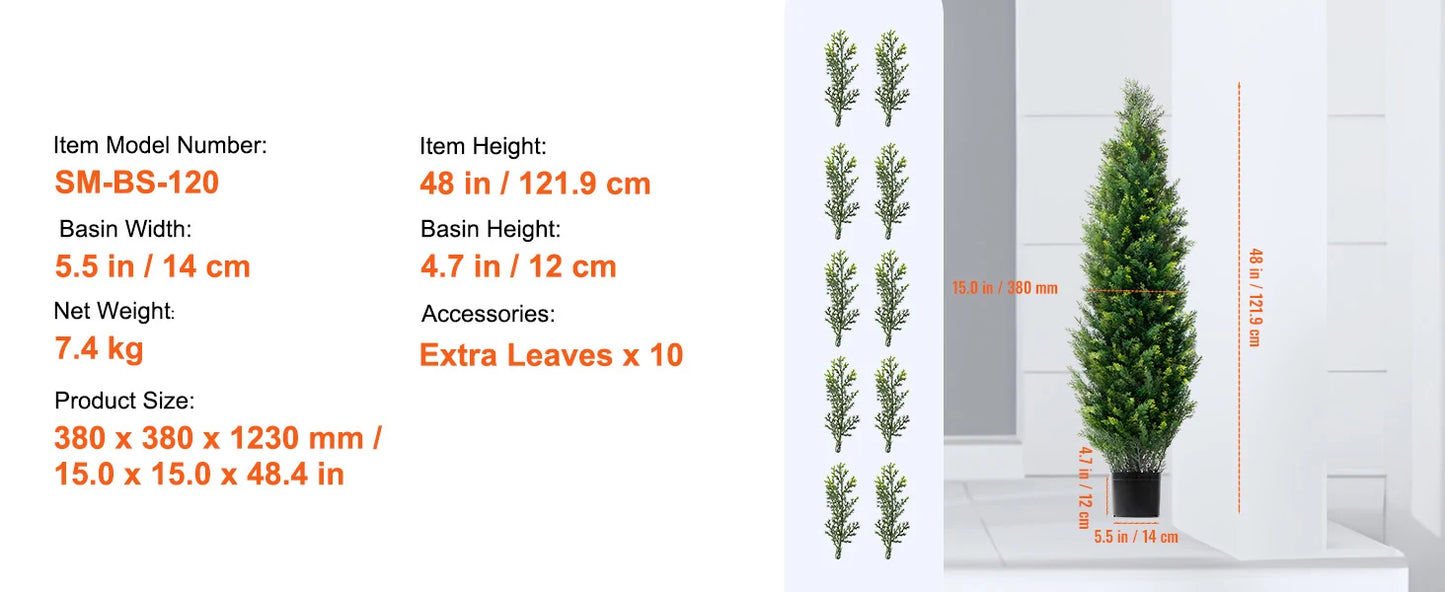 SucceBuy Artificial Cedar Topiary Tree For Outdoor Decor