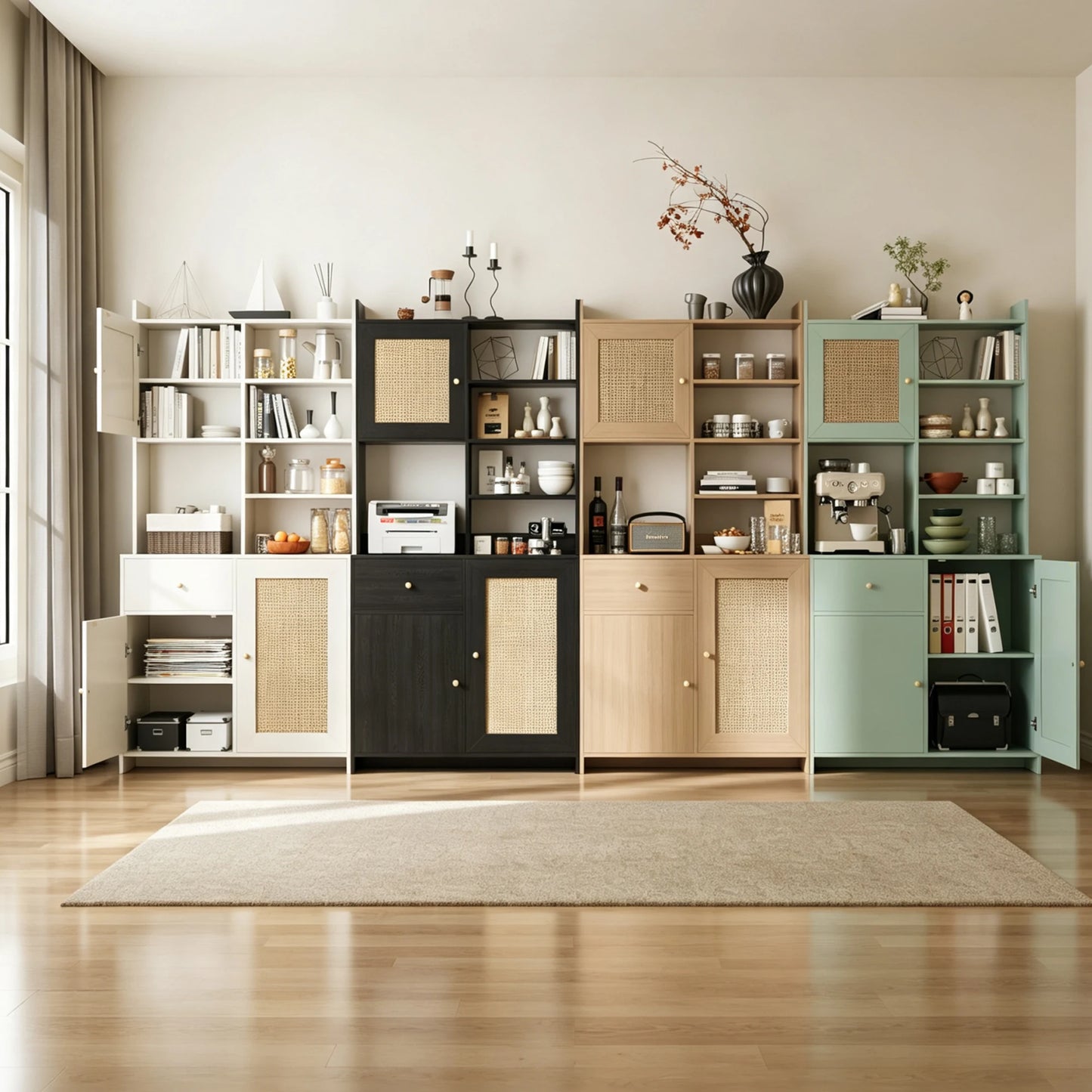 71in Kitchen Pantry Cabinet With Microwave Stand Adjustable Shelves Tall Storage Cabinet For Dining Room Living Room