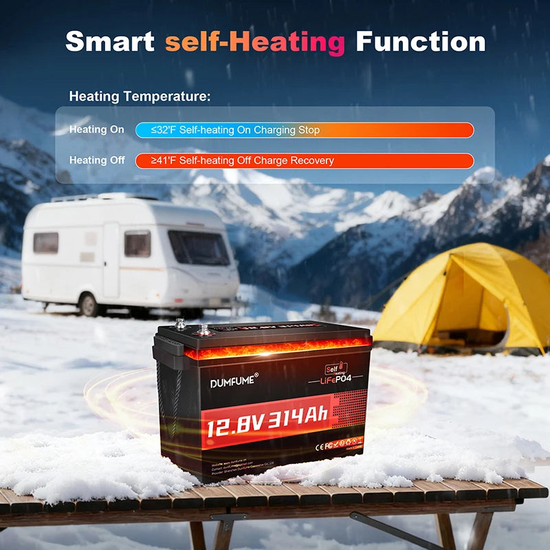 Dumfume 12V 100Ah LiFePO4 Battery With 100A BMS System