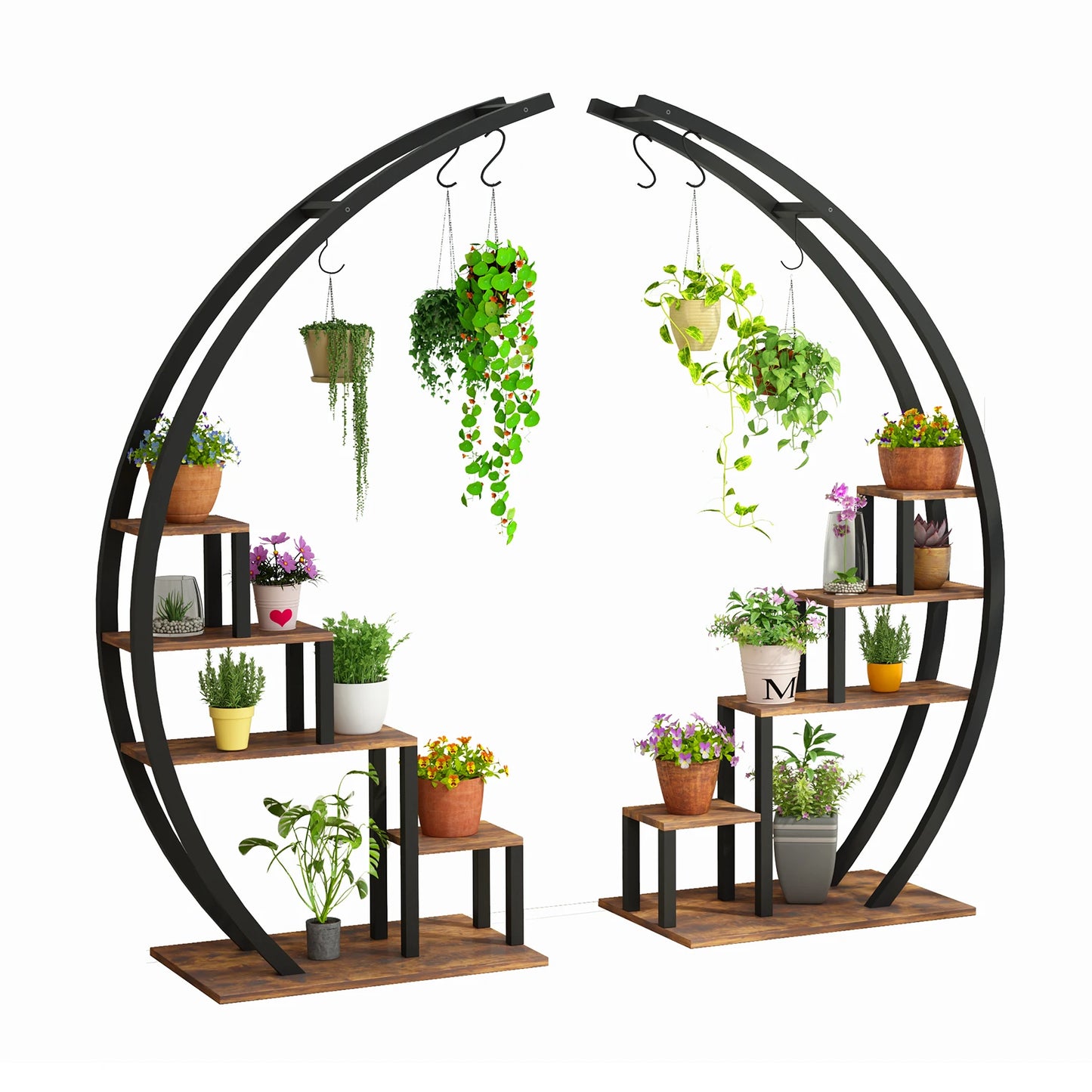 Twister.CK 5 Tier Indoor Plant Stand Half Moon Shelf Rack 2 Pack