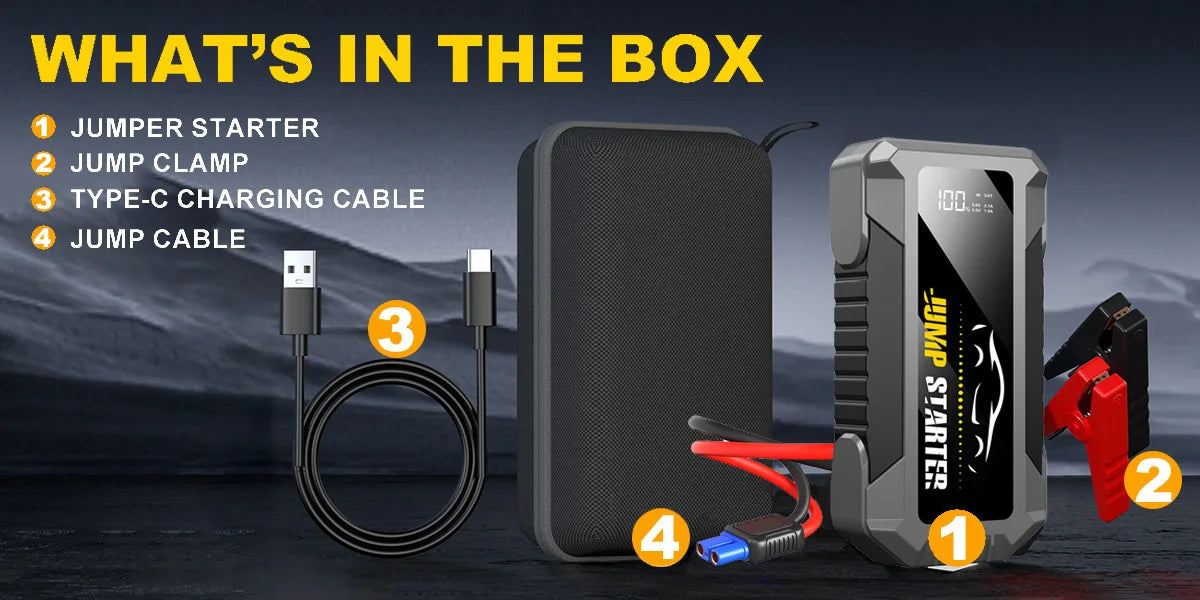 Car Jump Starter 7000A 20000mAh Battery Pack for 8L Gas and 7L Diesel