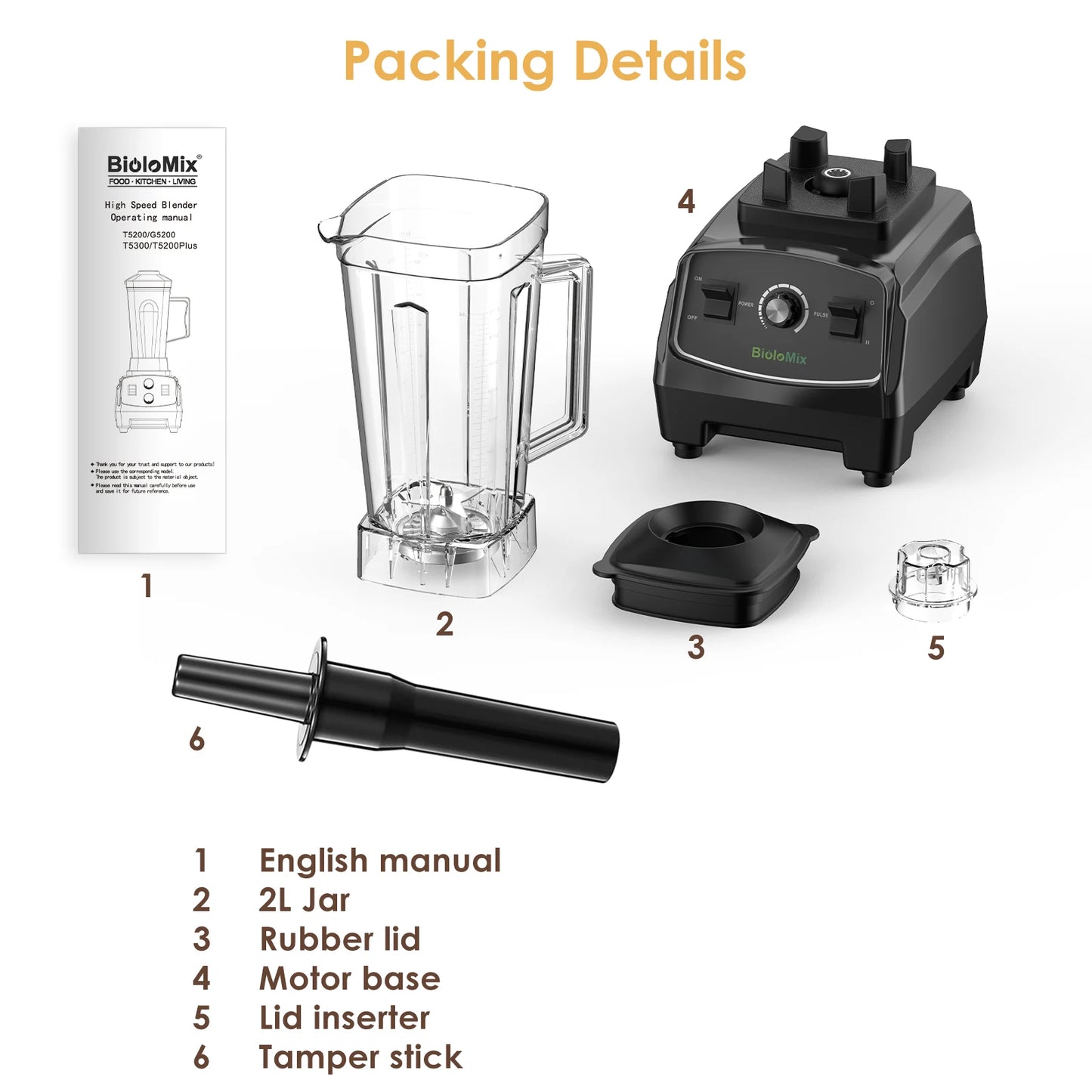 Biolomix BPA Free 3HP 2200W Heavy Duty Blender Mixer Juicer