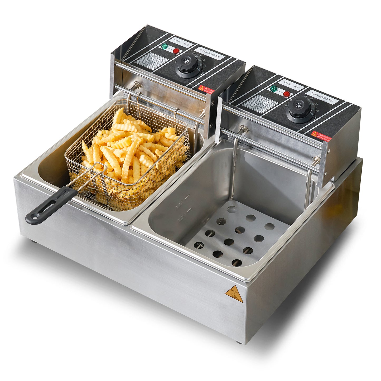 SucceBuy Electric Deep Fryer With Dual Removable Tanks