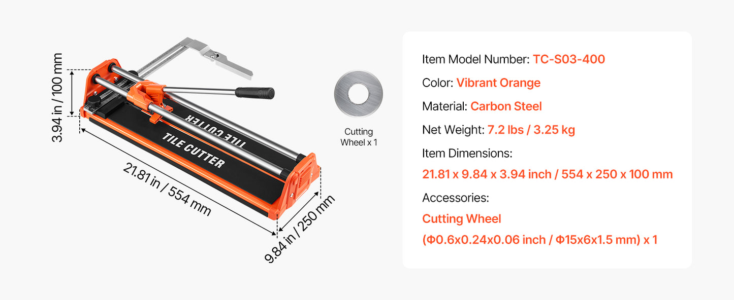 Manual Tile Cutter For Wall And Polished Tiles With Double Rails