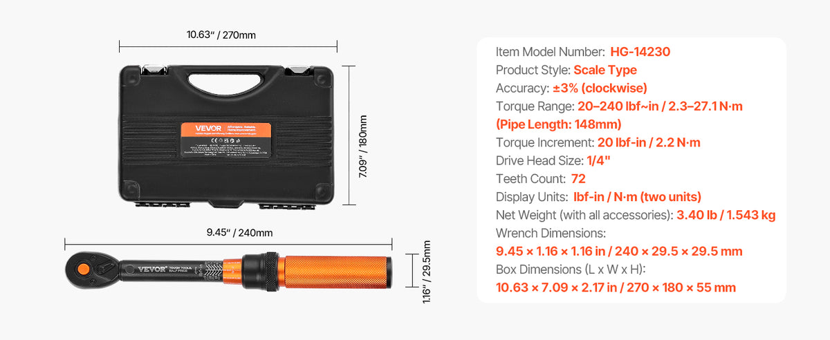 SucceBuy Mechanical Torque Wrench Set With Precision Pointer Tool