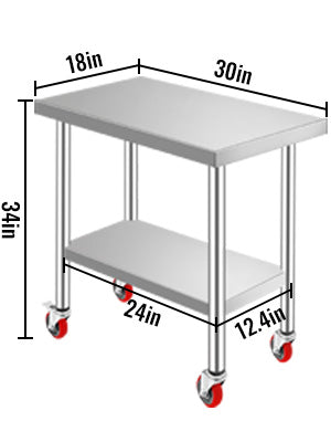 SucceBuy Stainless Steel Kitchen Work Table With Casters For Home