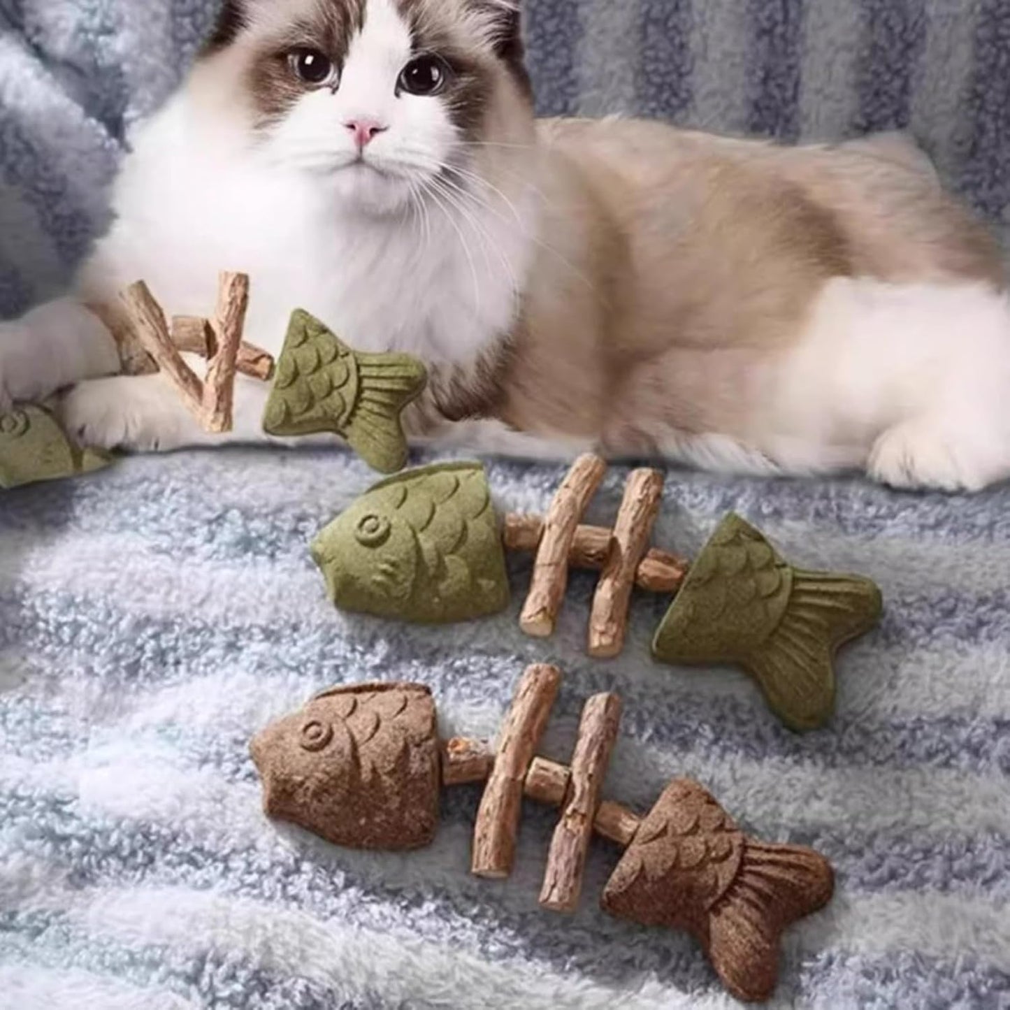 Durable Cat Chew Toy Fishbone Bite-Resistant Plastic