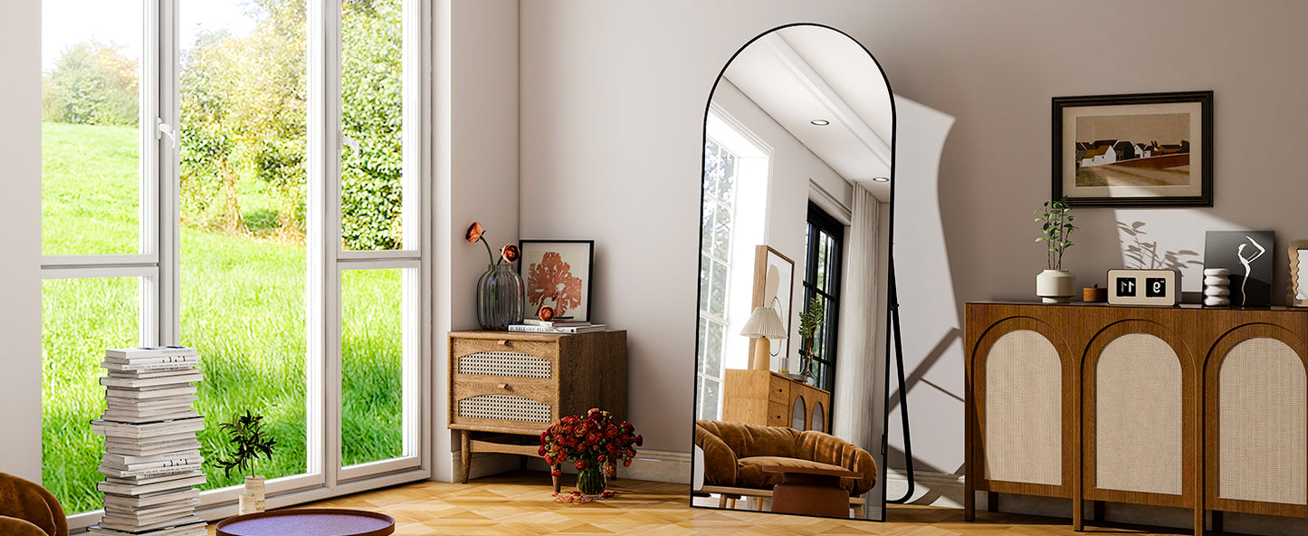 HARRITPURE Aluminum Frame Floor Mirror Modern Minimalist Living Room