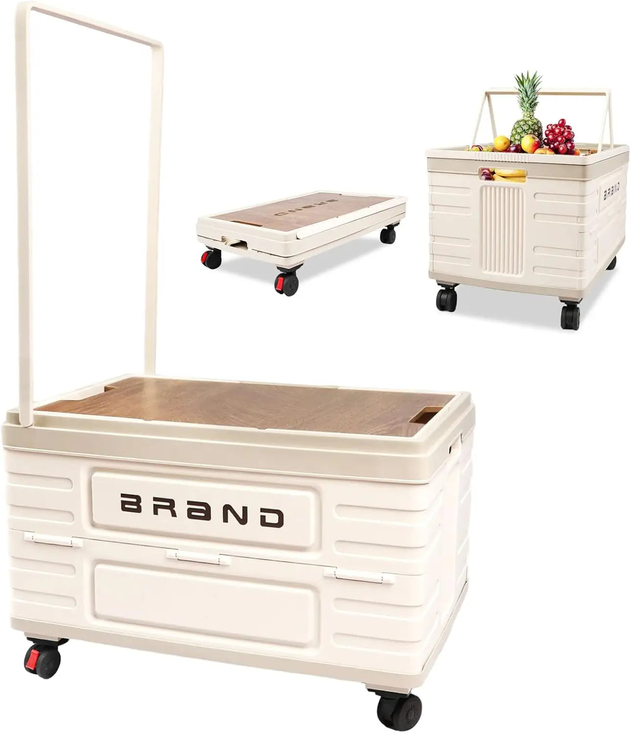 360° Rotating Foldable Storage Cart Heavy-Duty Mobile Organizer