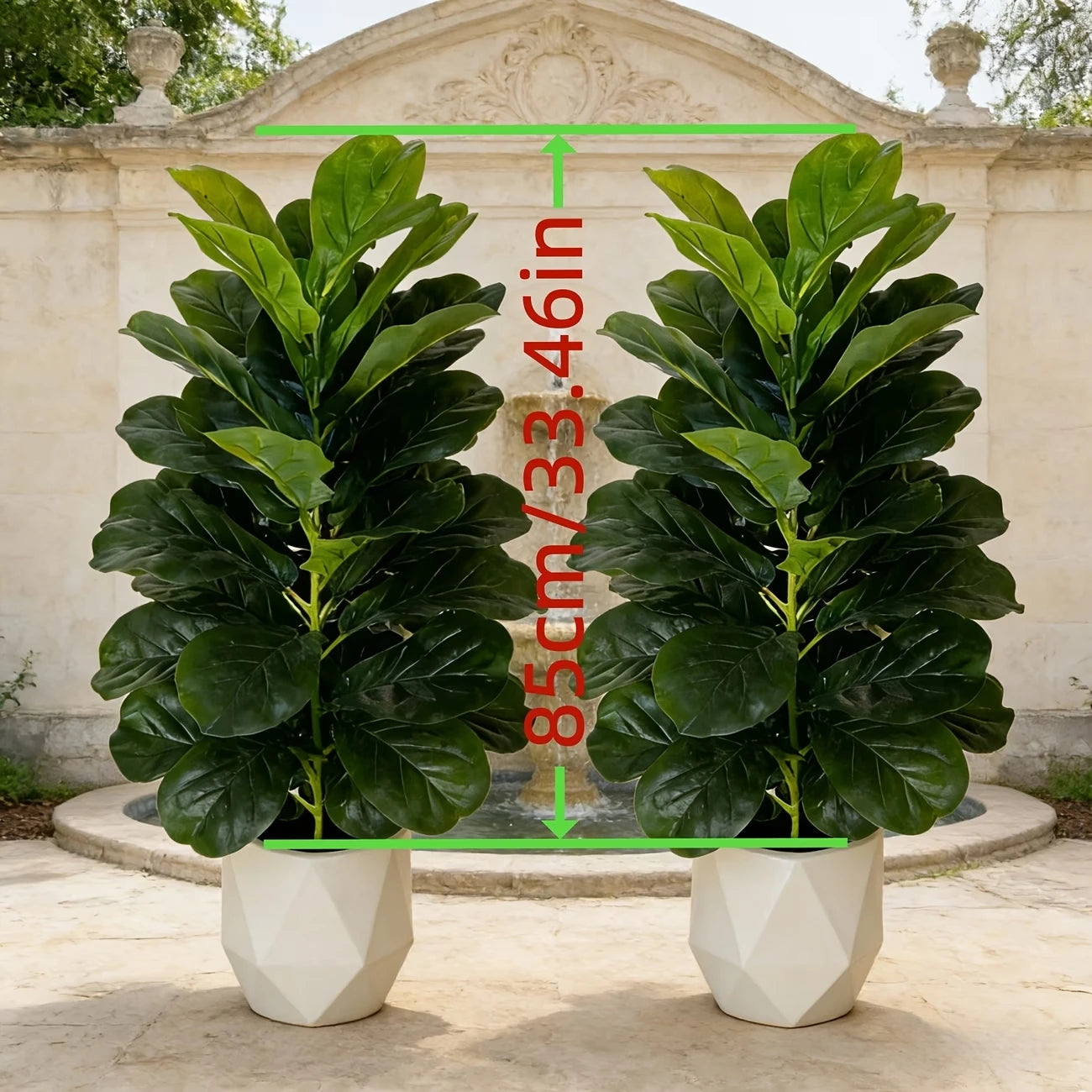 Fiddle Leaf Fig Tree in Geometric Pot for Indoor Decor