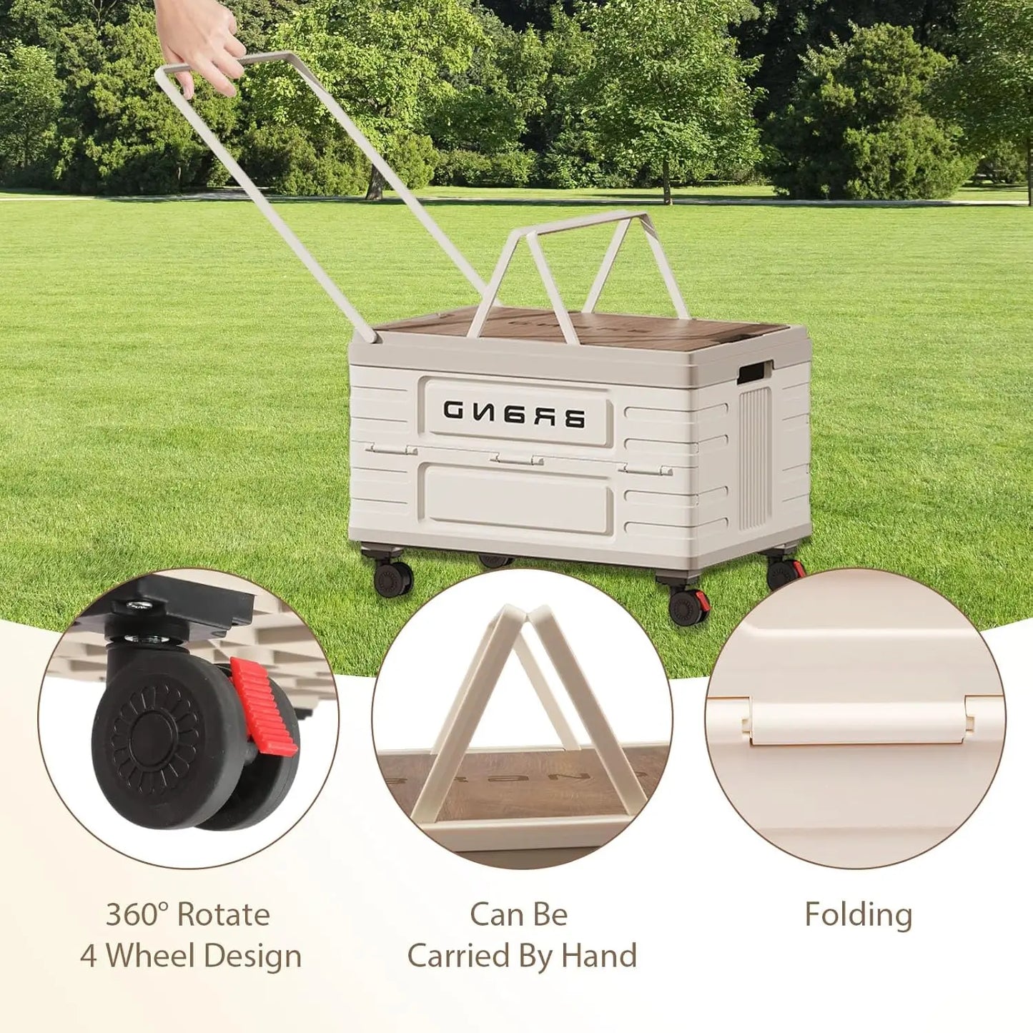360° Rotating Foldable Storage Cart Heavy-Duty Mobile Organizer