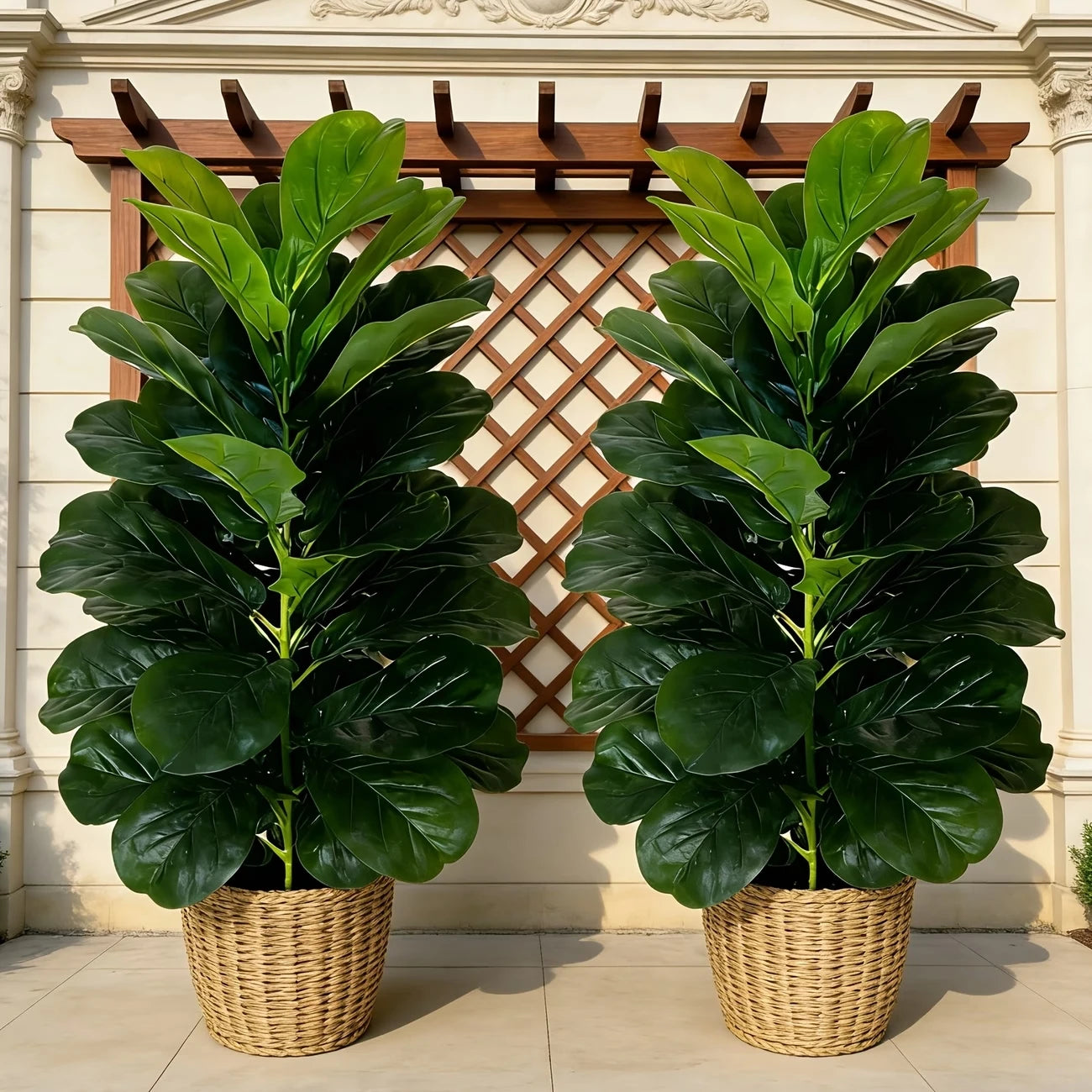 Fiddle Leaf Fig Tree in Geometric Pot for Indoor Decor