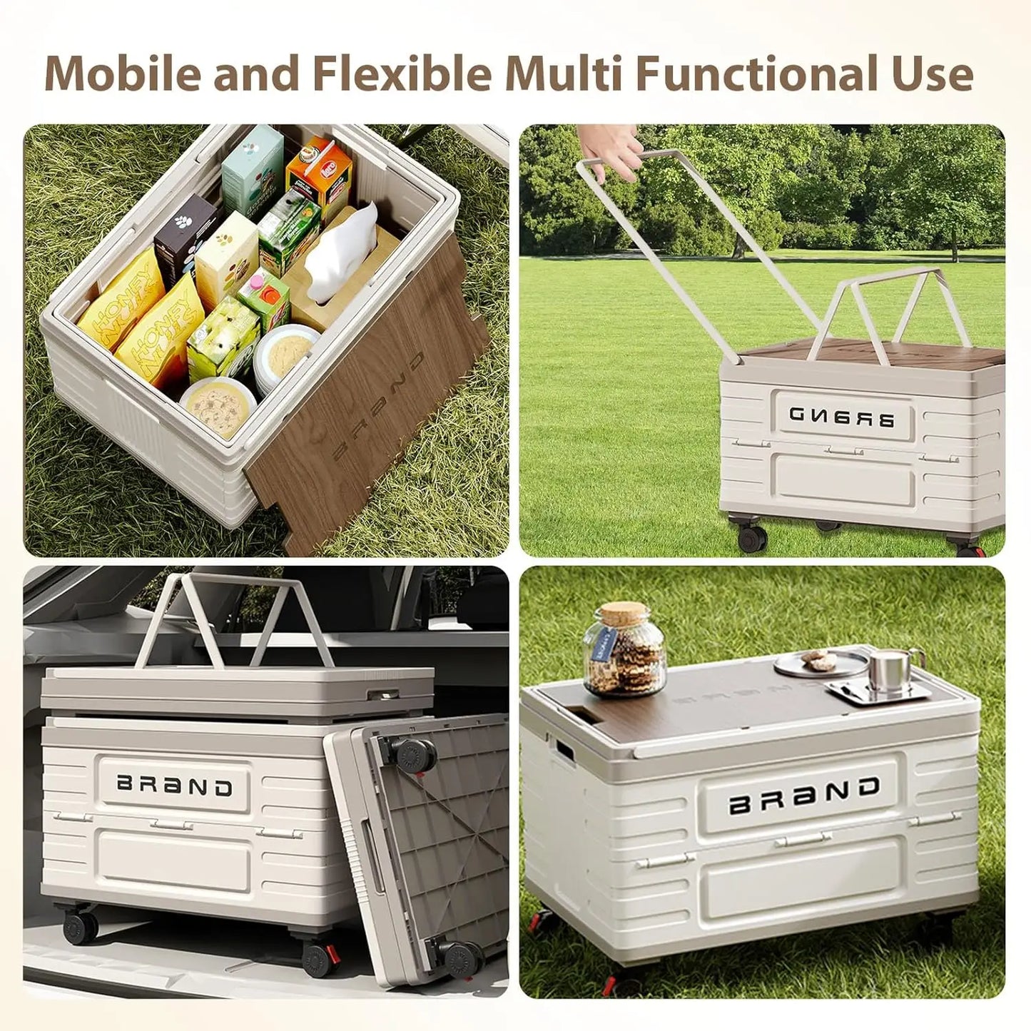 360° Rotating Foldable Storage Cart Heavy-Duty Mobile Organizer