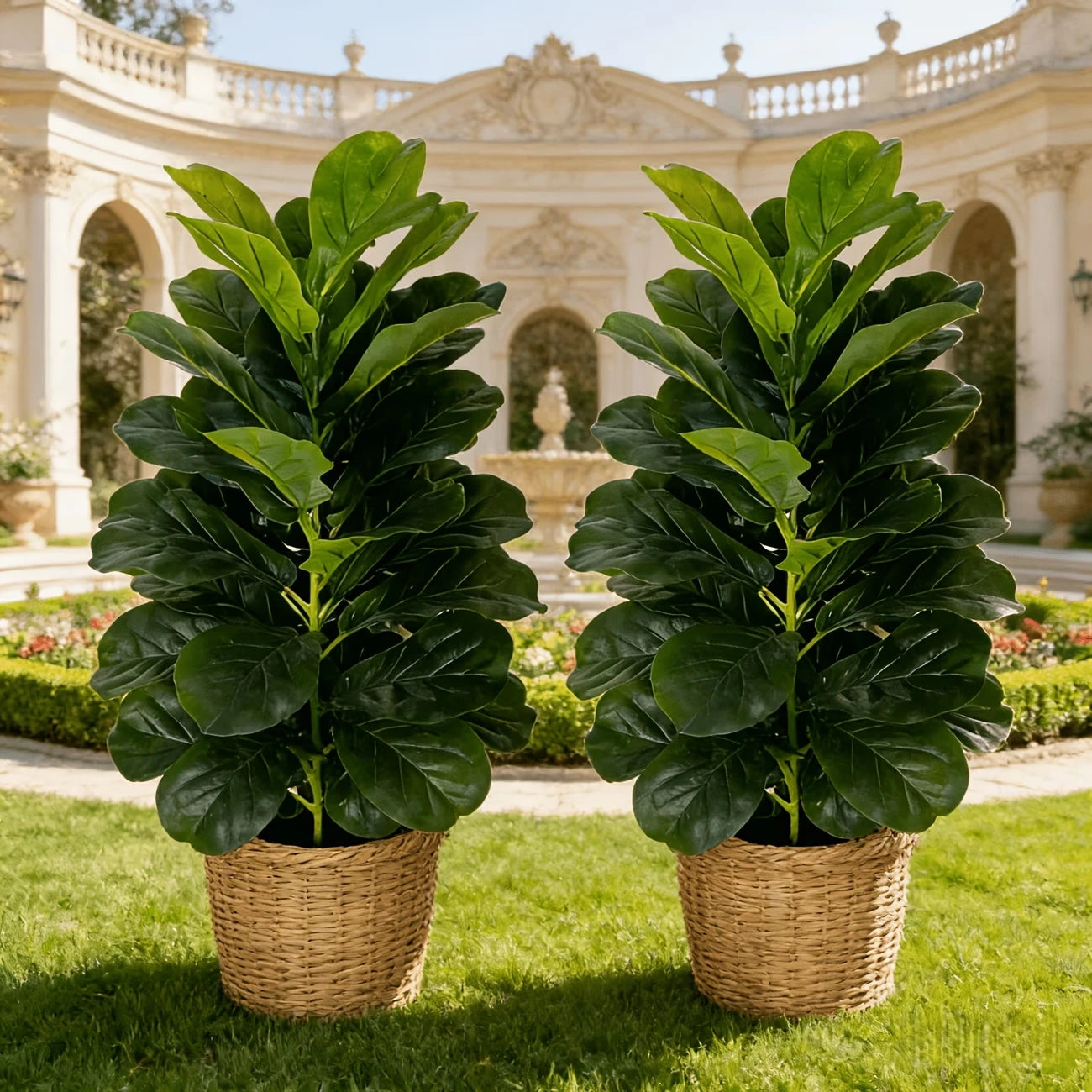 Fiddle Leaf Fig Tree in Geometric Pot for Indoor Decor