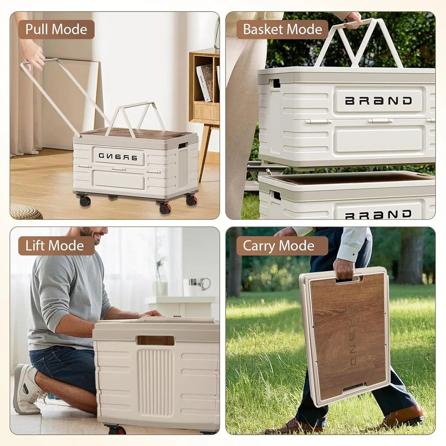 360° Rotating Foldable Storage Cart Heavy-Duty Mobile Organizer