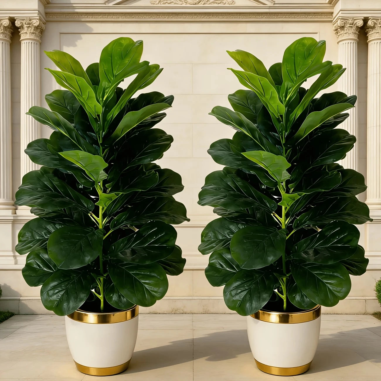 Fiddle Leaf Fig Tree in Geometric Pot for Indoor Decor