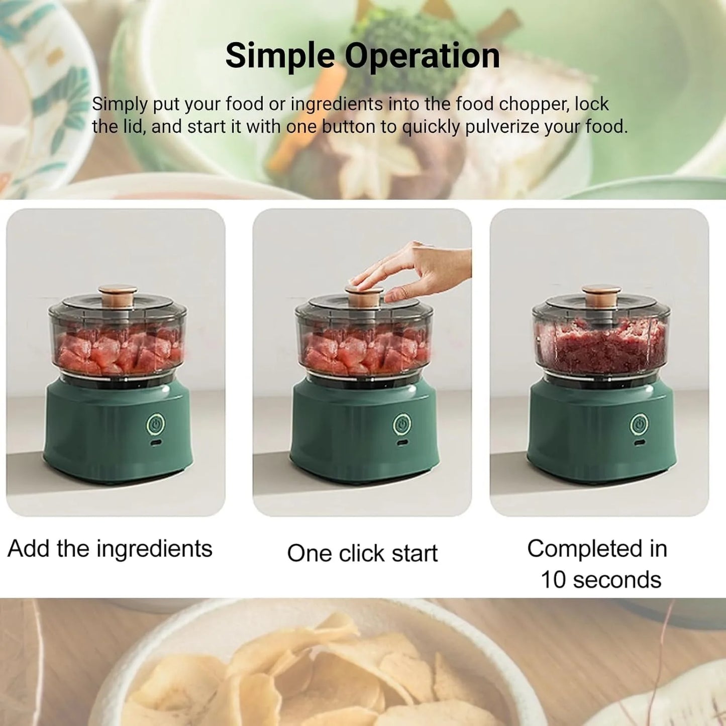 Mini Electric Garlic Chopper Meat Grinder USB Charging Tool