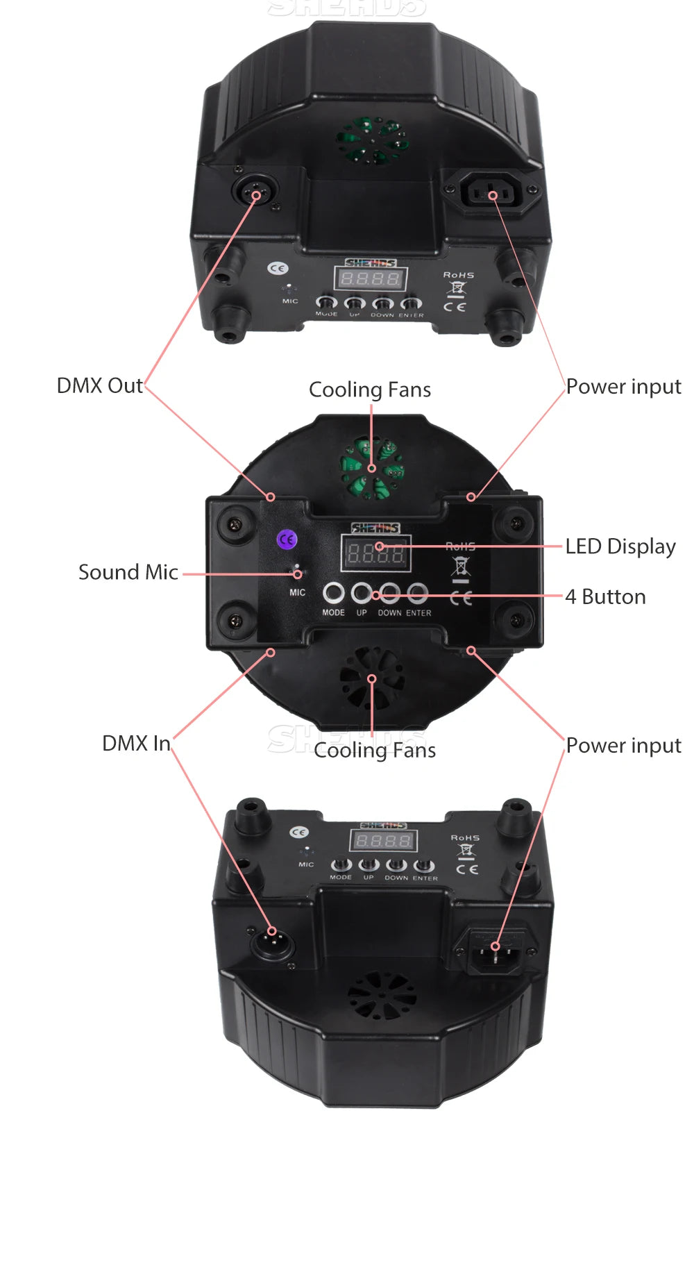 SHEHDS 8pcs Flat LED Par Stage Lights RGBW UV DMX Controller DJ Club