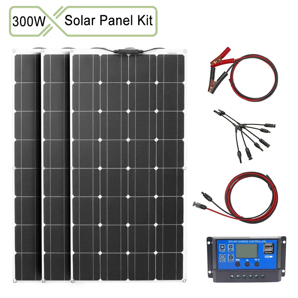 Dgsunlight 12V Flexible Solar Panel Kit 100W For Boat RV