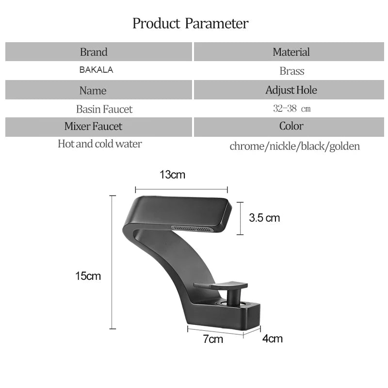 Bakala Deck Mounted Basin Faucet Single Hole Hot Cold Brass
