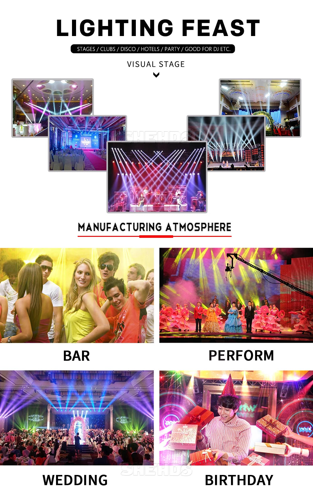 SHEHDS Flat LED Par Light 7x12W RGBW For Stage DMX