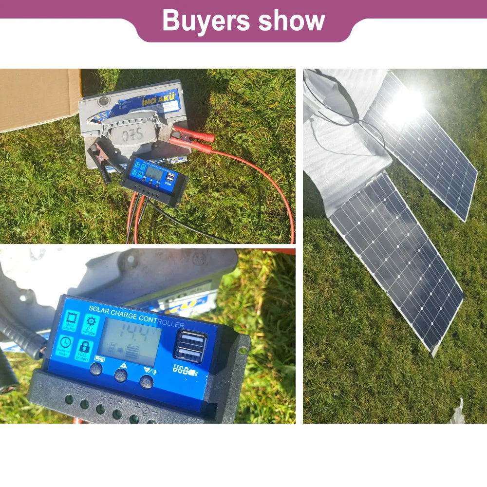 Dgsunlight 12V Flexible Solar Panel Kit 100W For Boat RV
