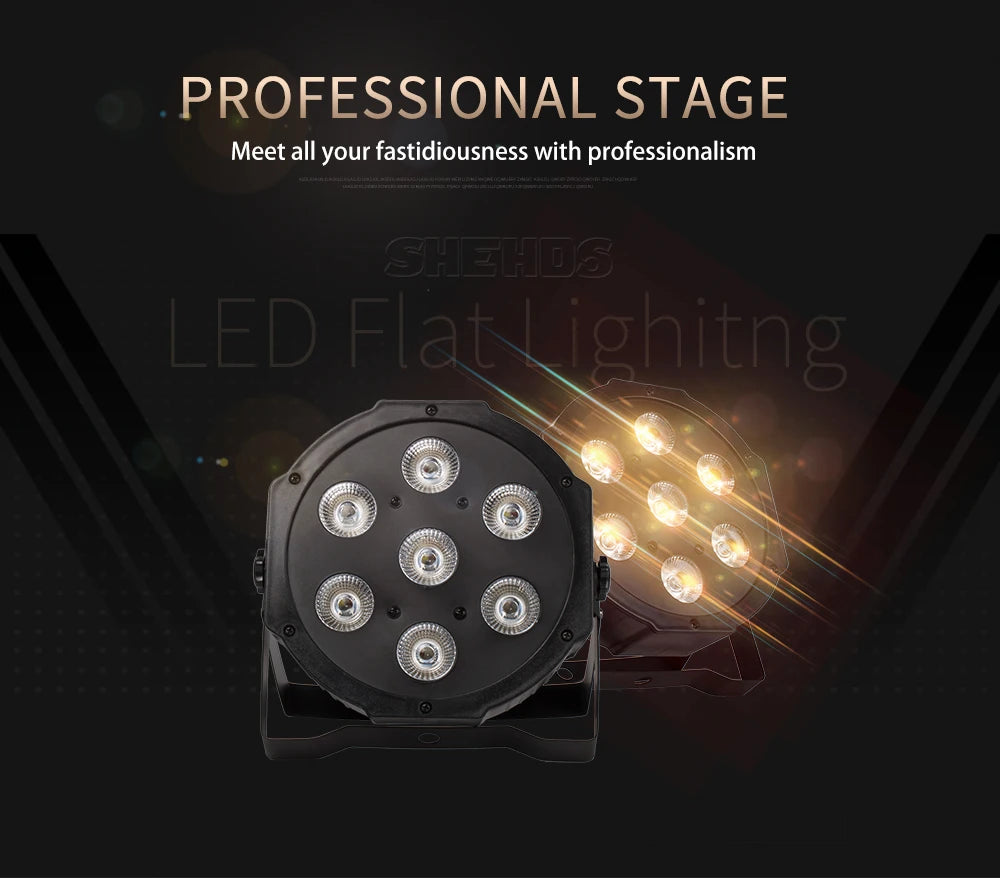 SHEHDS 8pcs Flat LED Par Stage Lights RGBW UV DMX Controller DJ Club