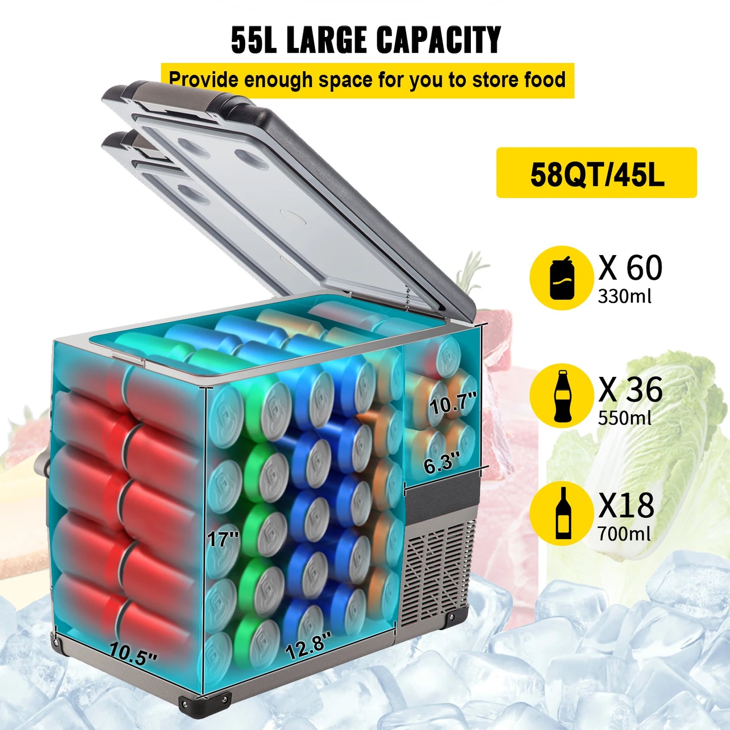 SucceBuy Portable Car Refrigerator Freezer Compressor Cooler For Camping