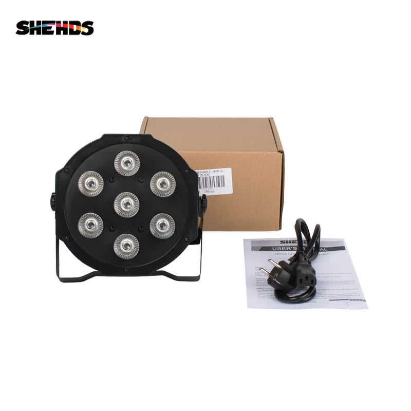 SHEHDS 8pcs Flat LED Par Stage Lights RGBW UV DMX Controller DJ Club
