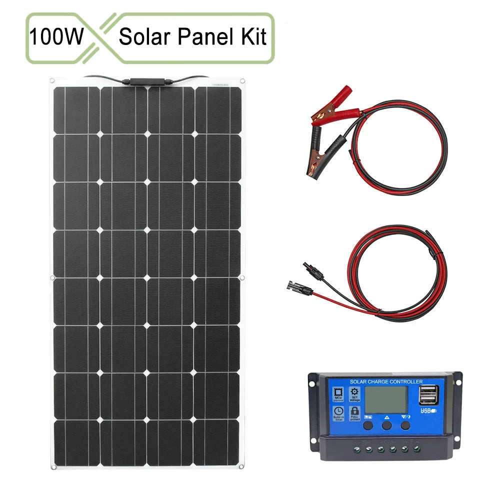 Dgsunlight 12V Flexible Solar Panel Kit 100W For Boat RV
