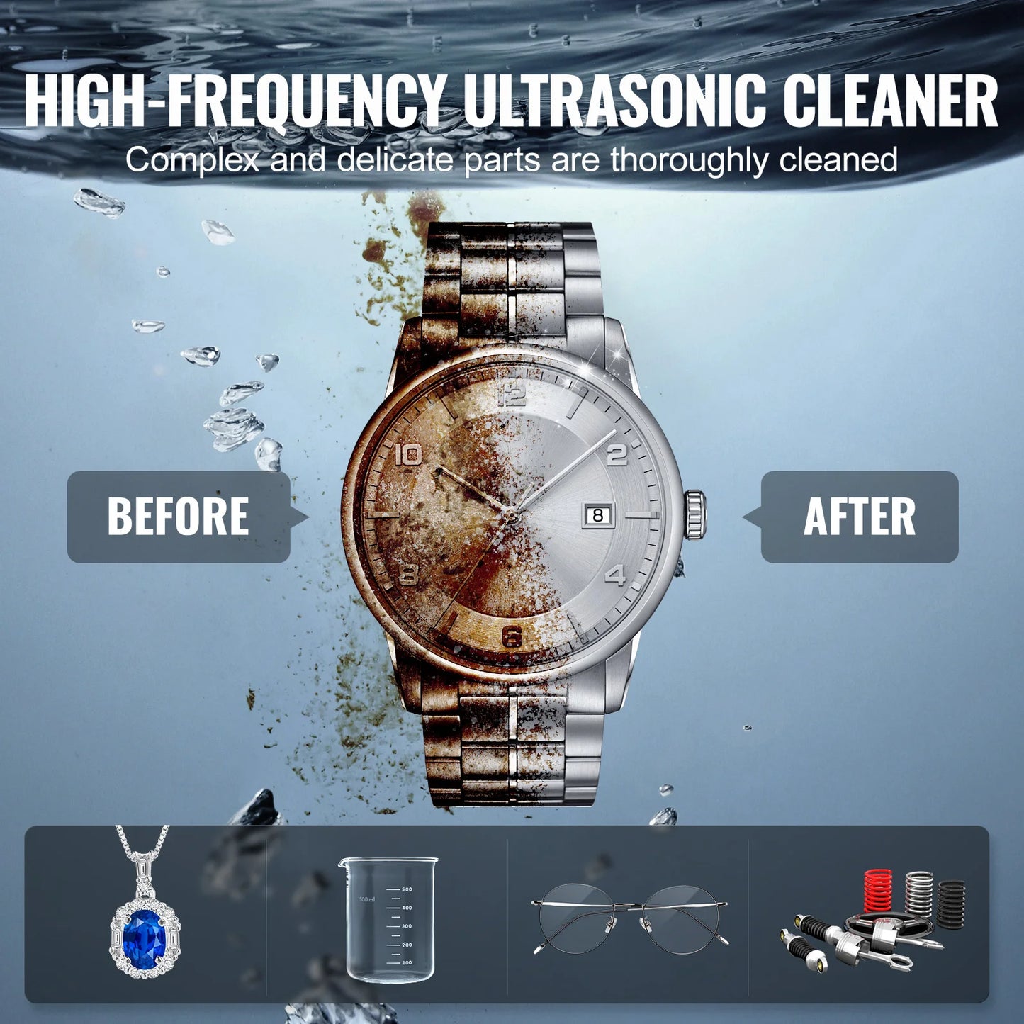 SucceBuy Ultrasonic Cleaner For Dishes And Home Appliances With Timer