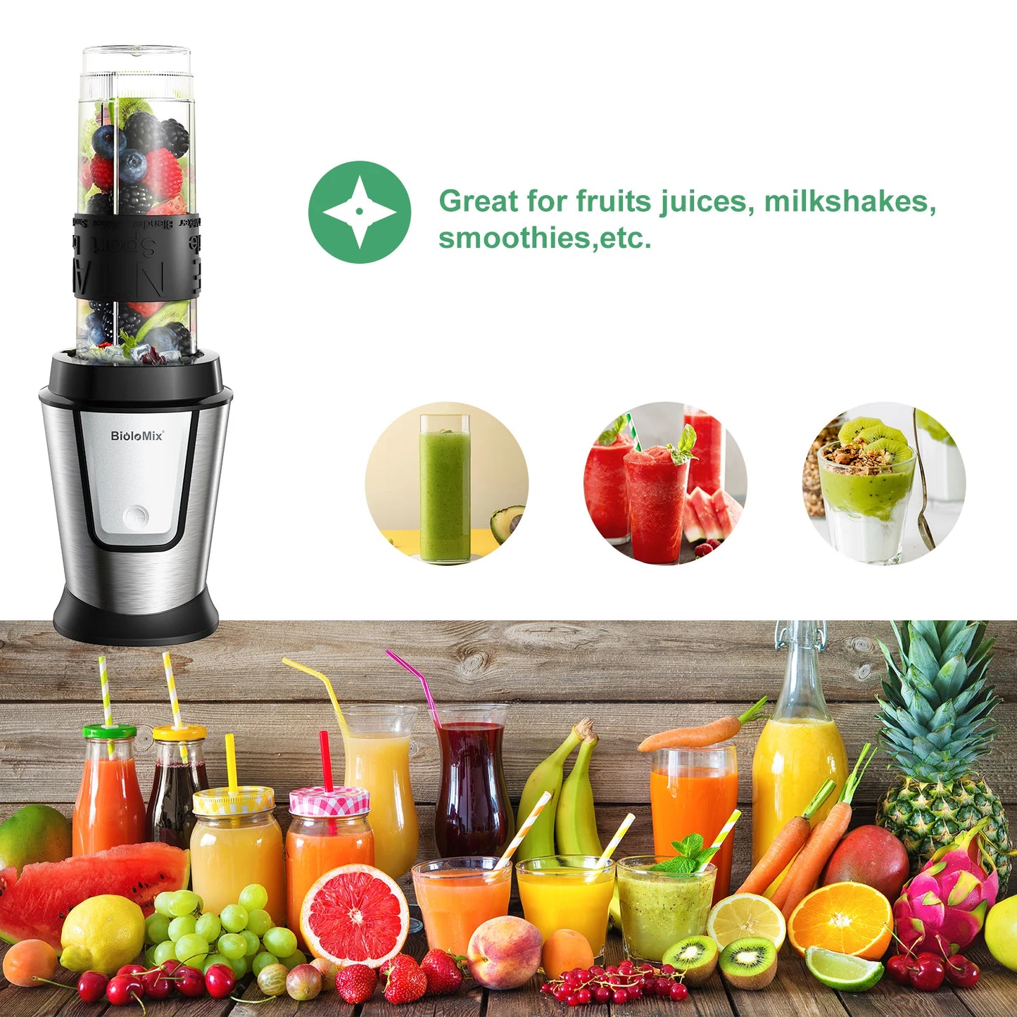 Biolomix 3-In-1 Multifunctional Food Processor 700W Juicer Blender