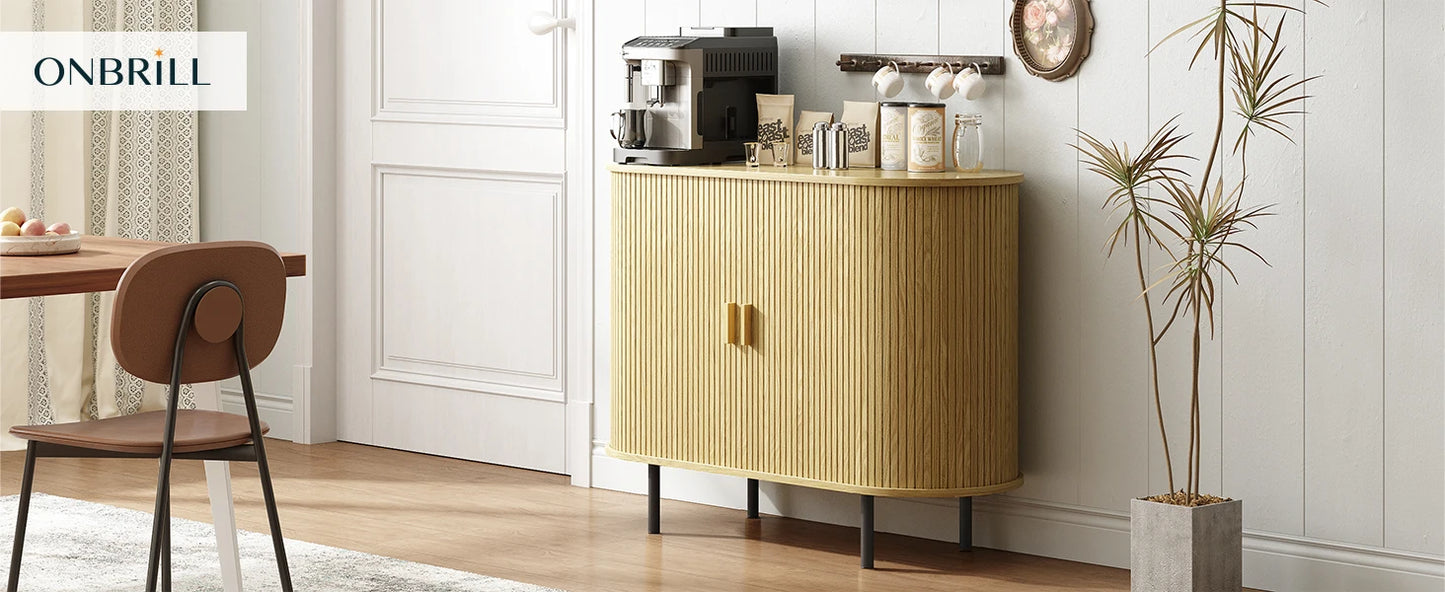 ONBRILL Modern Sideboard Buffet Cabinet With Sliding Doors And Shelves