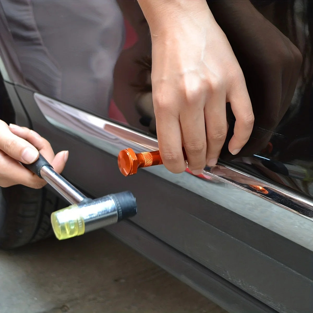 Paintless Dent Removal Kit With T Bar Puller Slide Hammer