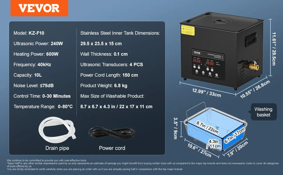 SucceBuy Ultrasonic Cleaner For Dishes And Home Appliances With Timer