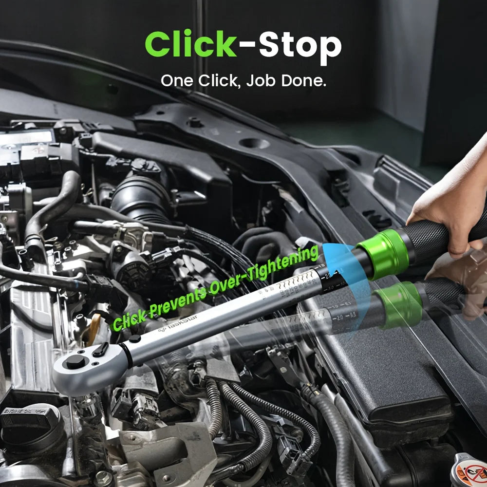 TaskStar 8-In-1 Torque Wrench Kit Dual Scale Ratchet Set