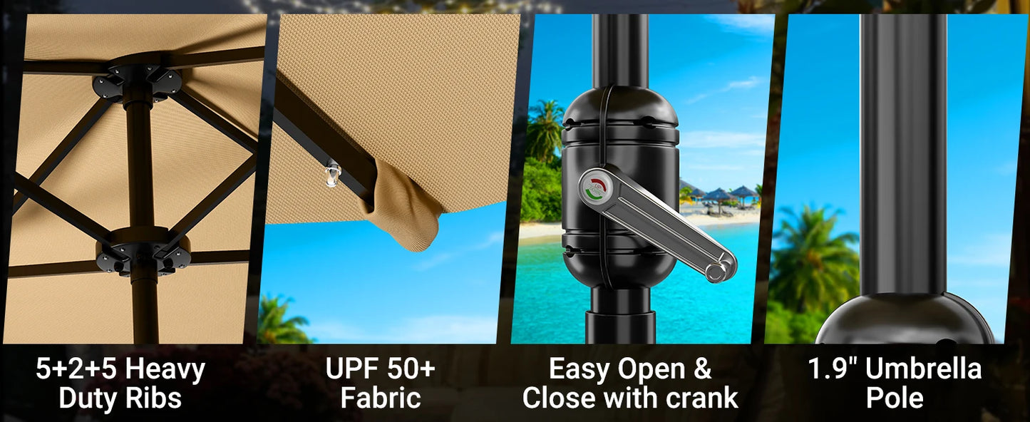 Patio Umbrella With Base Double-Sided Outdoor Shelter