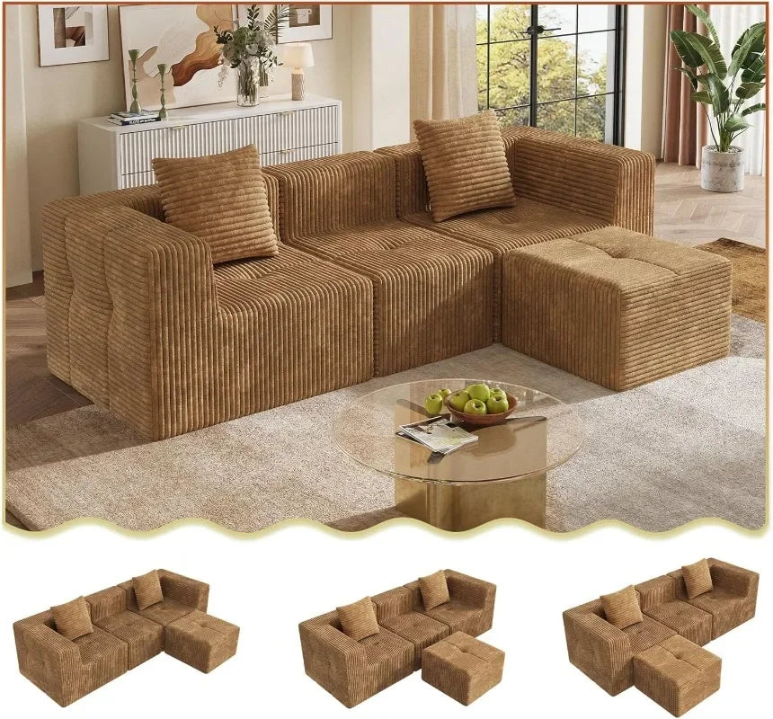 WLIVE U Shaped Sectional Sofa With Storage Chaise And Pillows