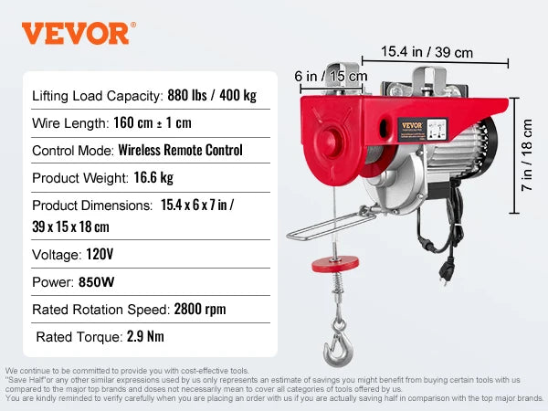Electric Hoist 200-800kg With Remote Control For Cargo Lifting