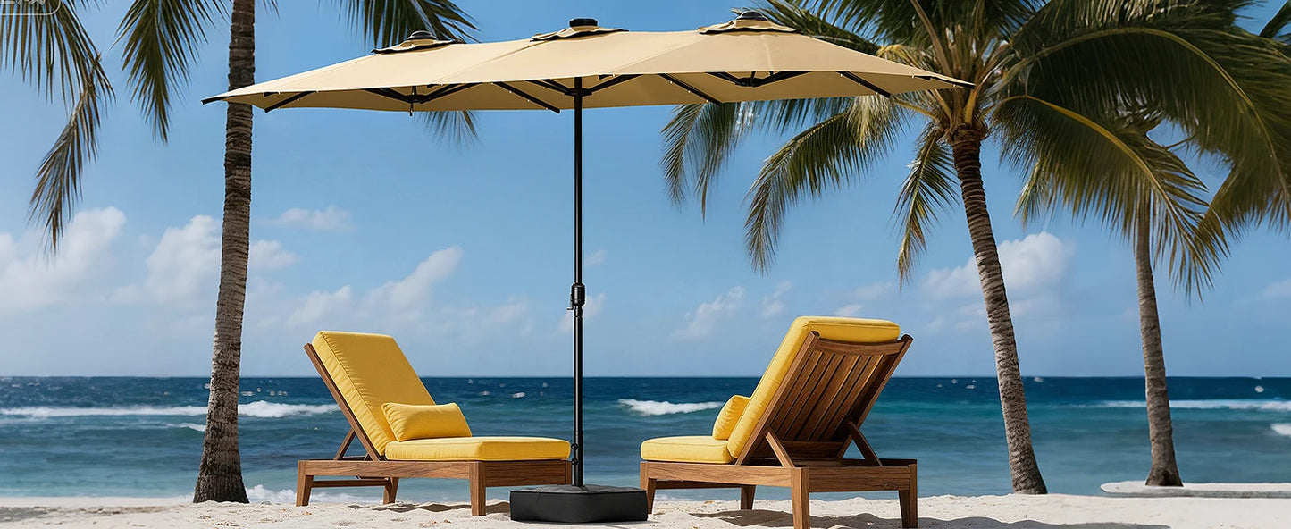 Patio Umbrella With Base Double-Sided Outdoor Shelter