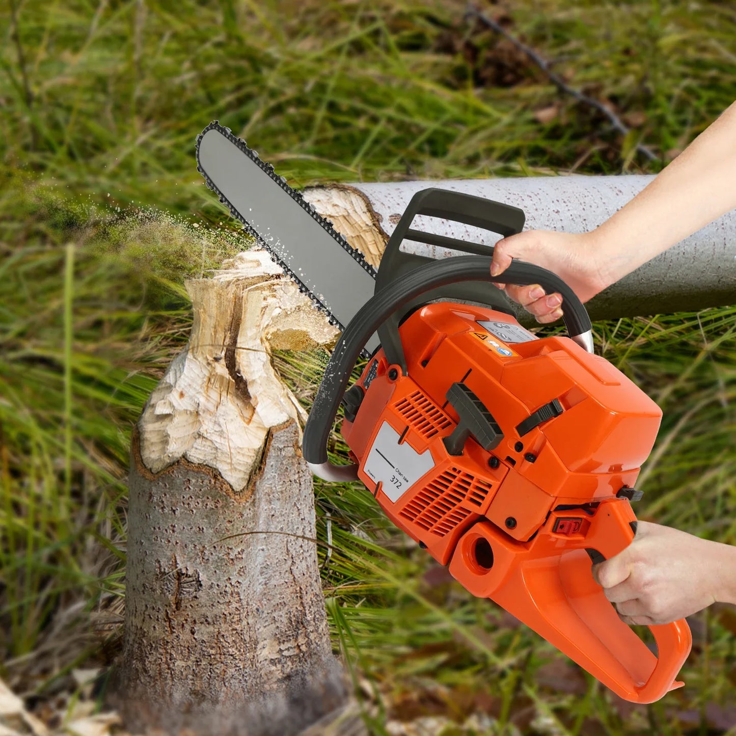 Gas Chainsaw With Hand Pull Start For Farm And Woodcutting