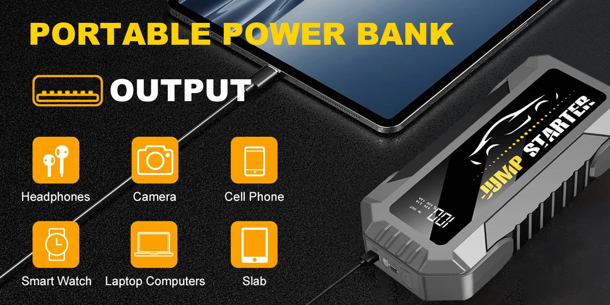 Car Jump Starter 7000A 20000mAh Battery Pack for 8L Gas and 7L Diesel