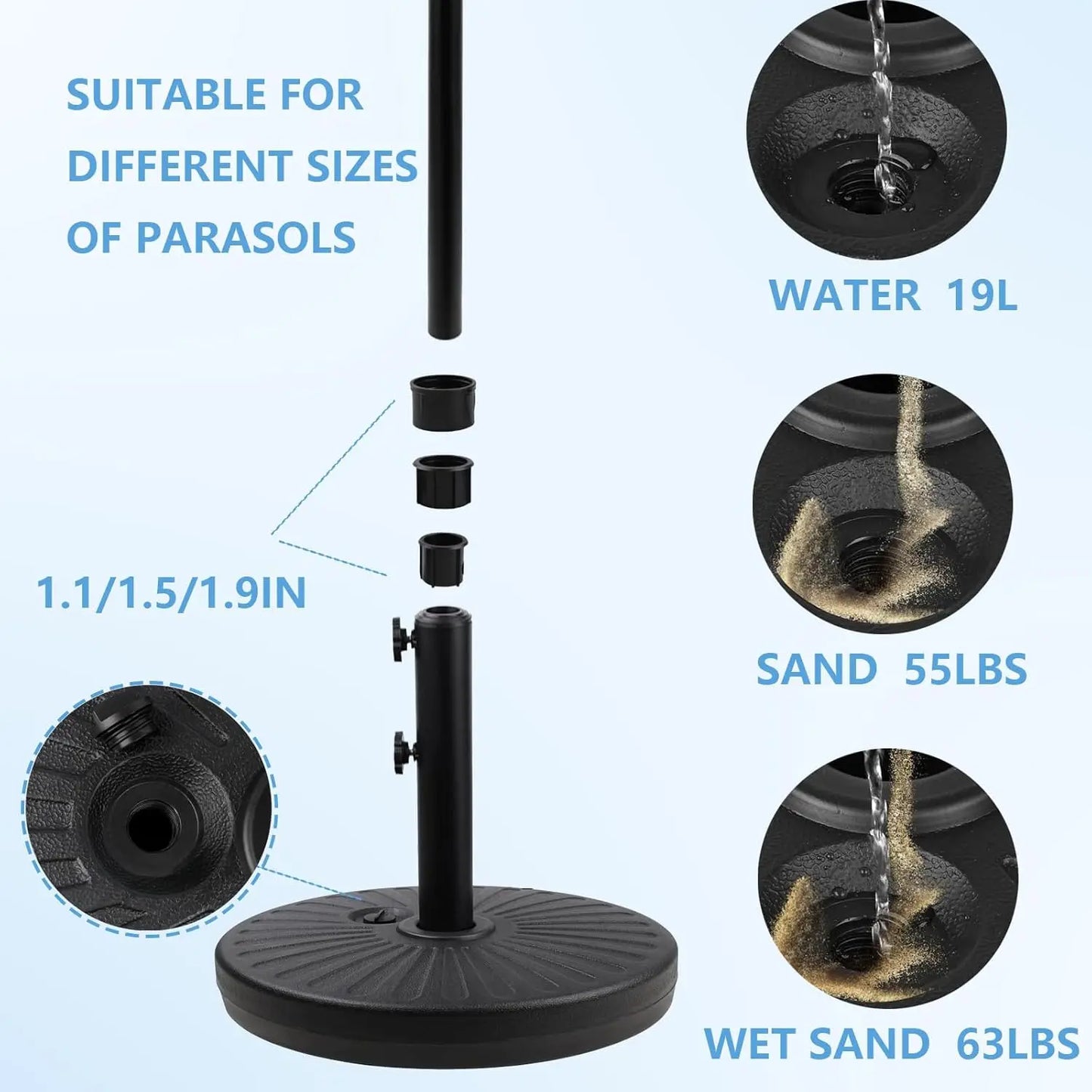 Weighted Base For Patio Umbrellas Sand And Water Fillable Antiwind